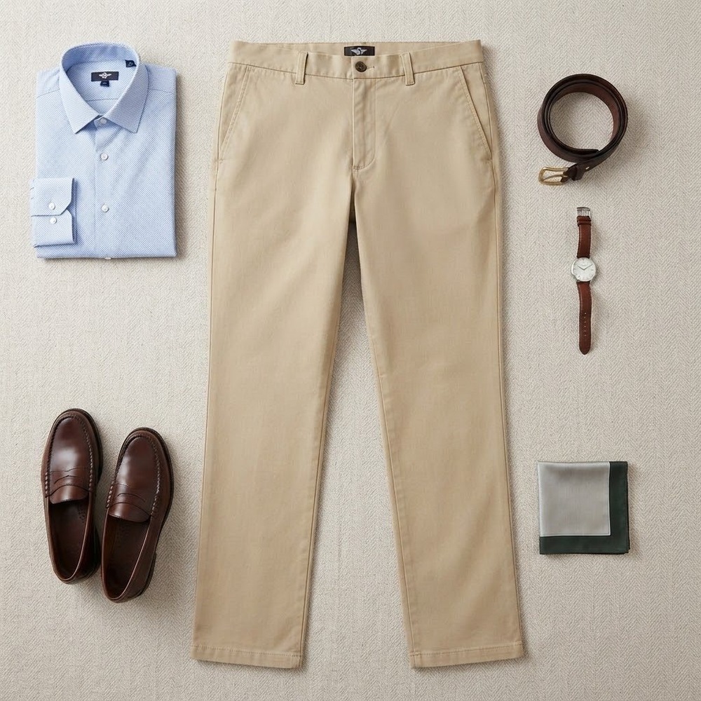 Dockers Signature Khaki D1 Slim Fit Mens Tan Chino Pants 34x32 Cotton Flat Front